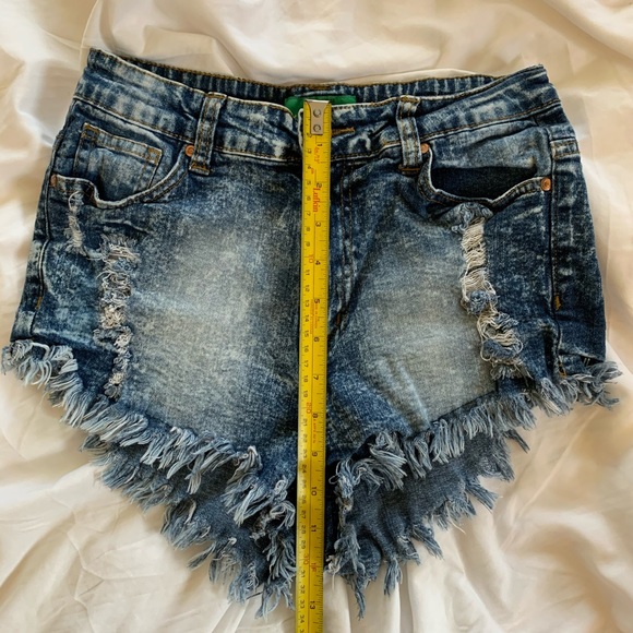 High Waisted Cheeky Distressed Denim Shorts - Picture 7 of 8